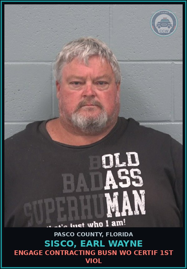 Booking mugshot of SISCO, EARL WAYNE in Pasco County