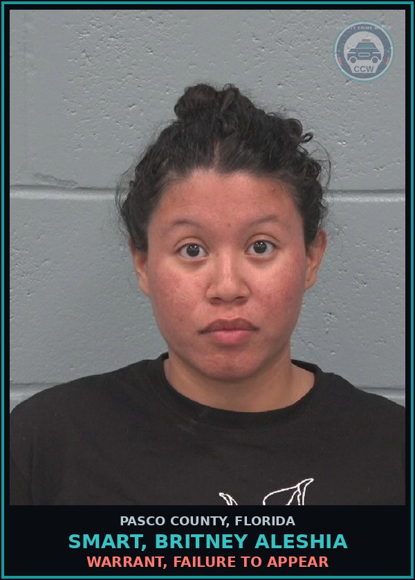 Booking mugshot of SMART, BRITNEY ALESHIA in Pasco County