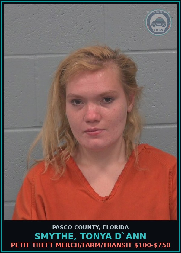 Booking mugshot of SMYTHE, TONYA D`ANN in Pasco County