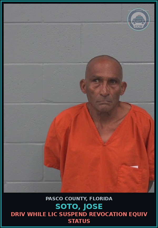 Booking mugshot of SOTO, JOSE in Pasco County