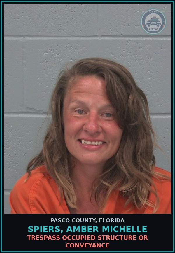 Booking mugshot of SPIERS, AMBER MICHELLE in Pasco County