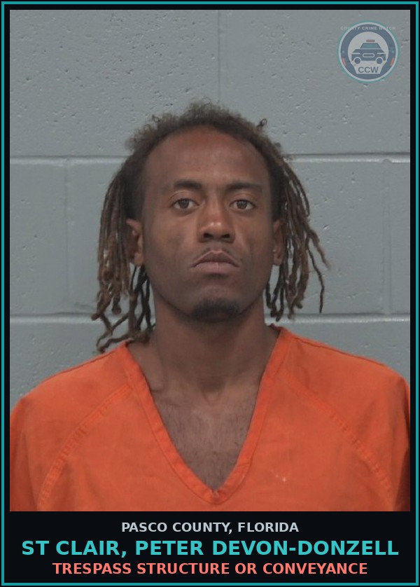 Booking mugshot of ST CLAIR, PETER DEVON-DONZELL in Pasco County