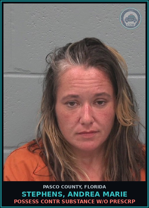 Booking mugshot of STEPHENS, ANDREA MARIE in Pasco County
