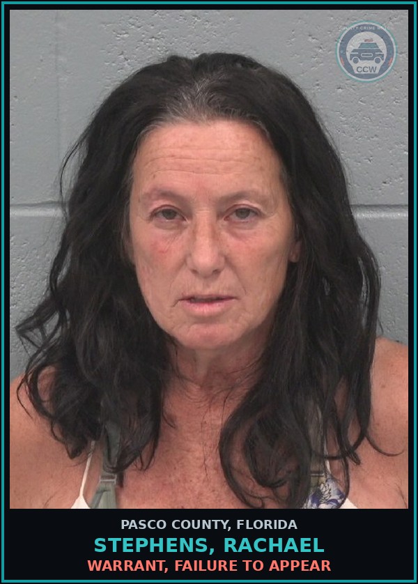 Booking mugshot of STEPHENS, RACHAEL in Pasco County