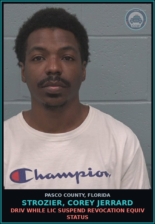 Booking mugshot of STROZIER, COREY JERRARD in Pasco County
