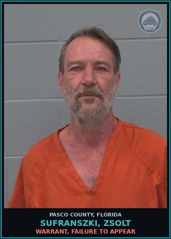 Booking mugshot of SUFRANSZKI, ZSOLT in Pasco County