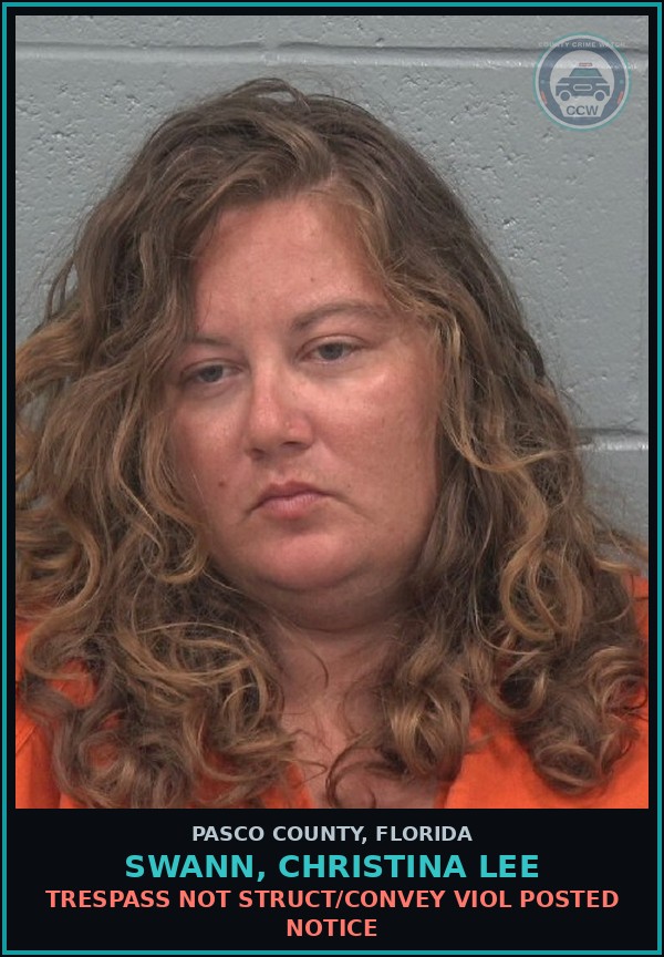 Booking mugshot of SWANN, CHRISTINA LEE in Pasco County