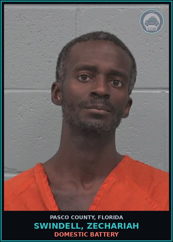 Booking mugshot of SWINDELL, ZECHARIAH in Pasco County
