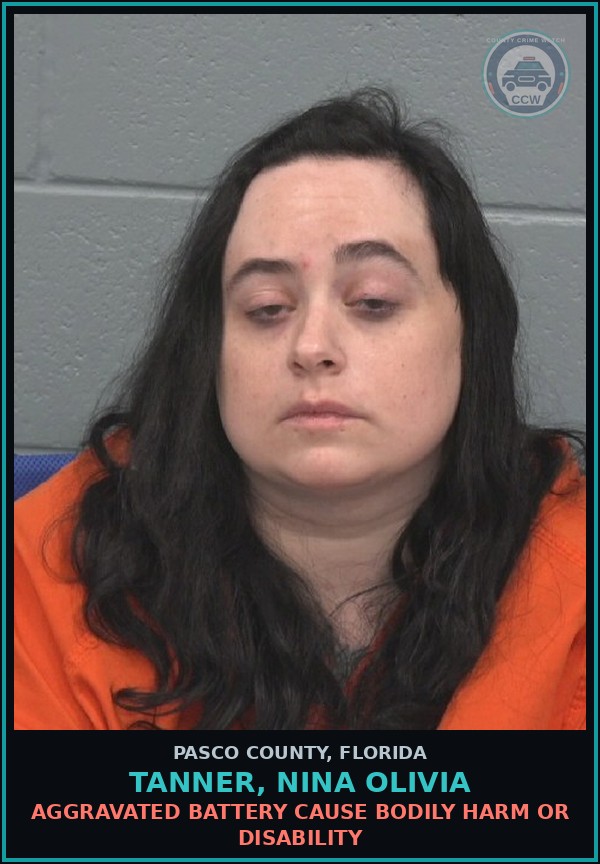 Booking mugshot of TANNER, NINA OLIVIA in Pasco County