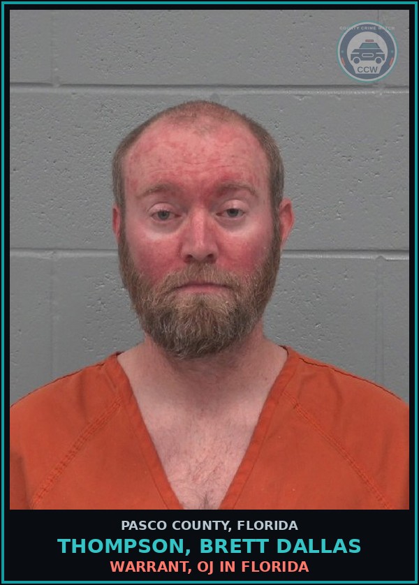 Booking mugshot of THOMPSON, BRETT DALLAS in Pasco County
