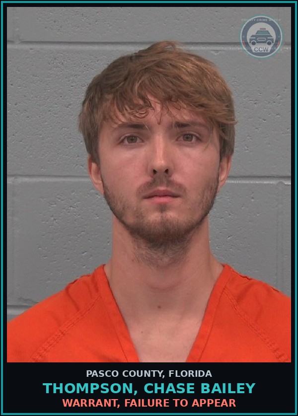 Booking mugshot of THOMPSON, CHASE BAILEY in Pasco County