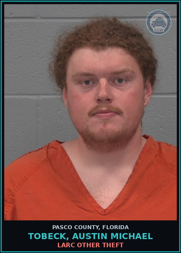 Booking mugshot of TOBECK, AUSTIN MICHAEL in Pasco County