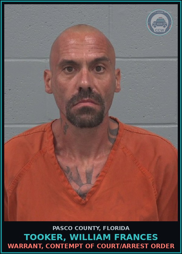 Booking mugshot of TOOKER, WILLIAM FRANCES in Pasco County