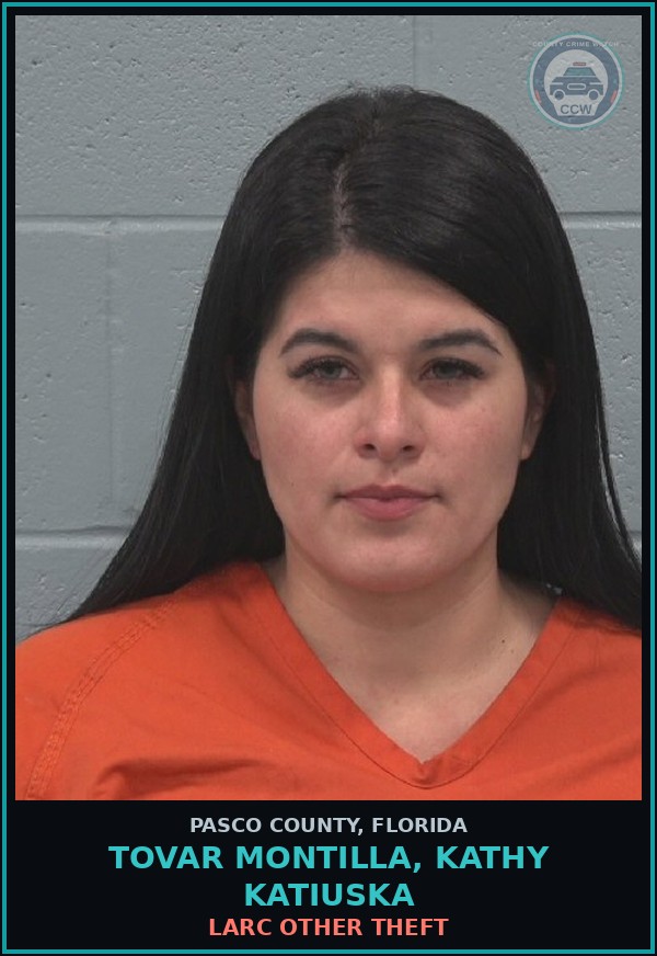 Booking mugshot of TOVAR MONTILLA, KATHY KATIUSKA in Pasco County