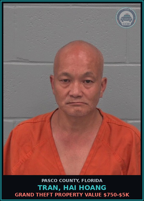 Booking mugshot of TRAN, HAI HOANG in Pasco County
