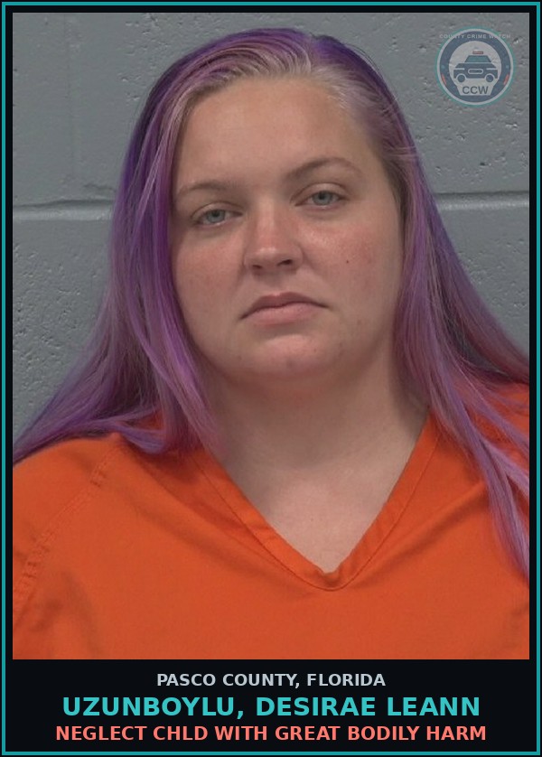 Booking mugshot of UZUNBOYLU, DESIRAE LEANN in Pasco County