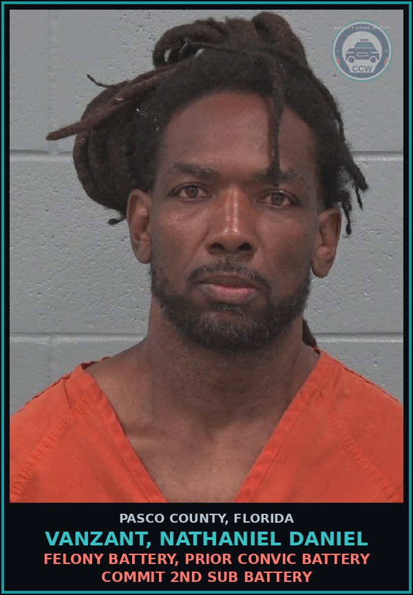Booking mugshot of VANZANT, NATHANIEL DANIEL in Pasco County