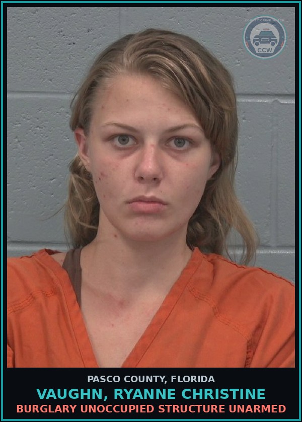 Booking mugshot of VAUGHN, RYANNE CHRISTINE in Pasco County