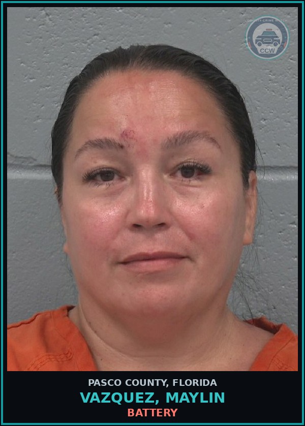 Booking mugshot of VAZQUEZ, MAYLIN in Pasco County