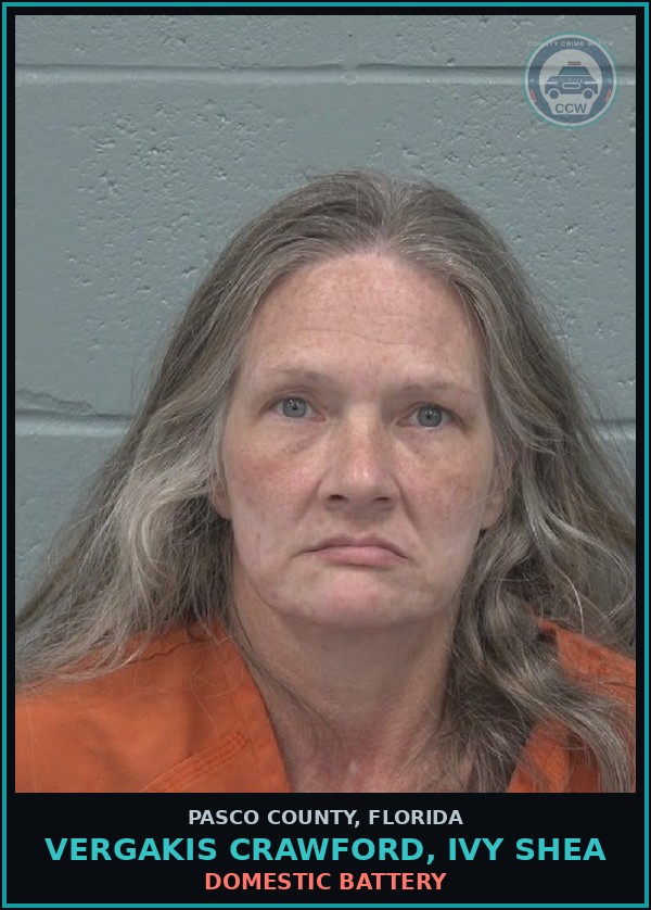 Booking mugshot of VERGAKIS CRAWFORD, IVY SHEA in Pasco County