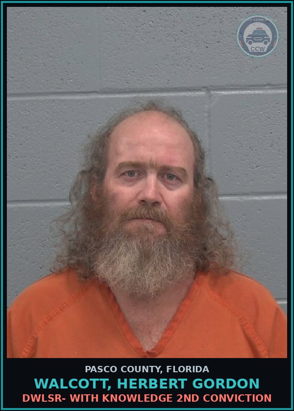 Booking mugshot of WALCOTT, HERBERT GORDON in Pasco County