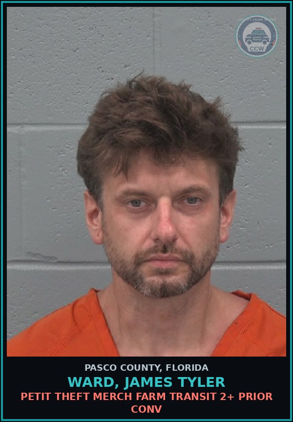 Booking mugshot of WARD, JAMES TYLER in Pasco County