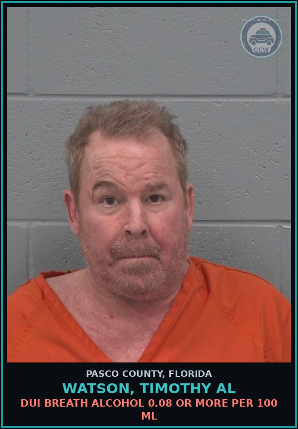 Booking mugshot of WATSON, TIMOTHY AL in Pasco County