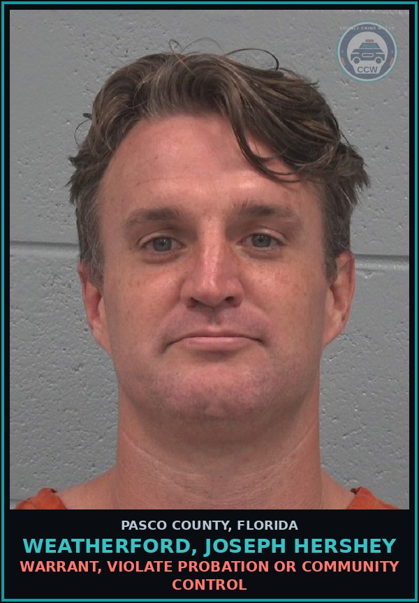 Booking mugshot of WEATHERFORD, JOSEPH HERSHEY in Pasco County