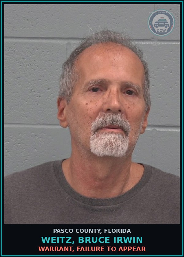 Booking mugshot of WEITZ, BRUCE IRWIN in Pasco County
