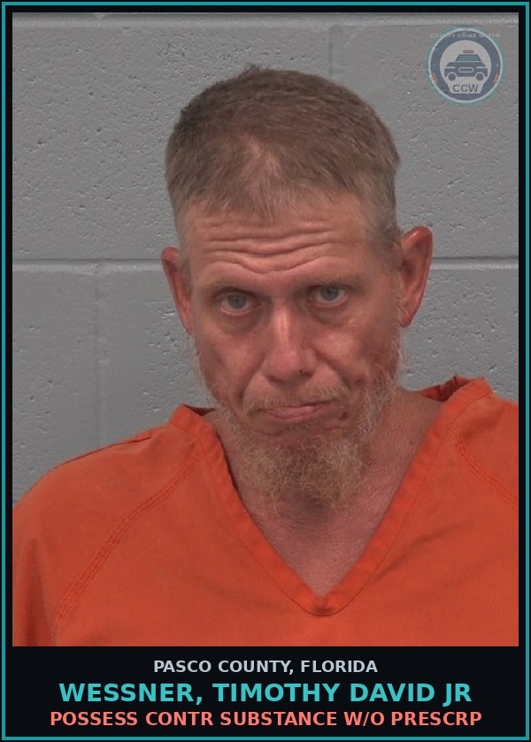 Booking mugshot of WESSNER, TIMOTHY DAVID JR in Pasco County