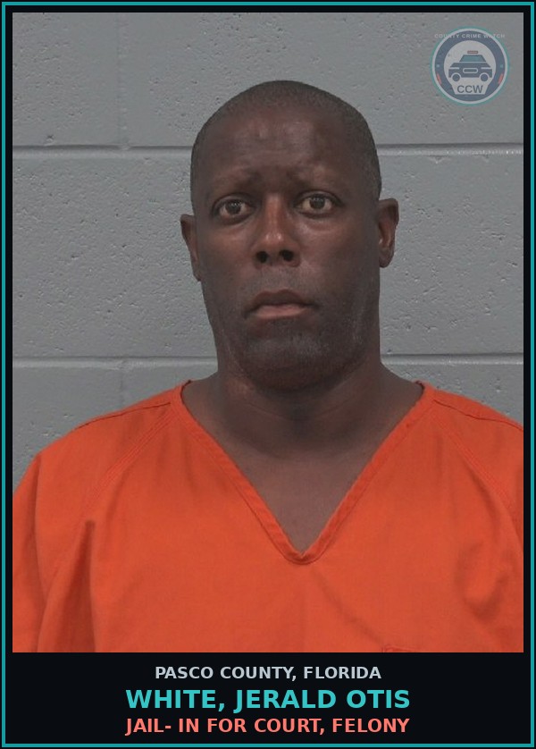Booking mugshot of WHITE, JERALD OTIS in Pasco County