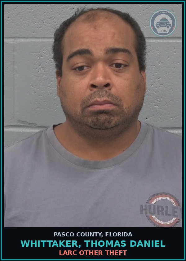 Booking mugshot of WHITTAKER, THOMAS DANIEL in Pasco County