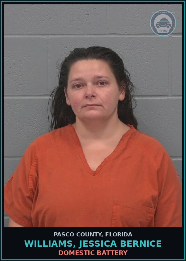 Booking mugshot of WILLIAMS, JESSICA BERNICE in Pasco County