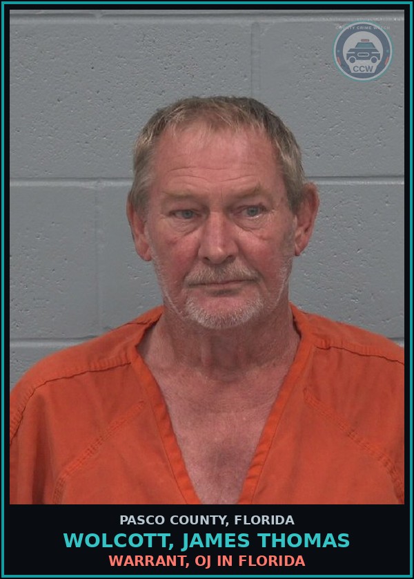 Booking mugshot of WOLCOTT, JAMES THOMAS in Pasco County