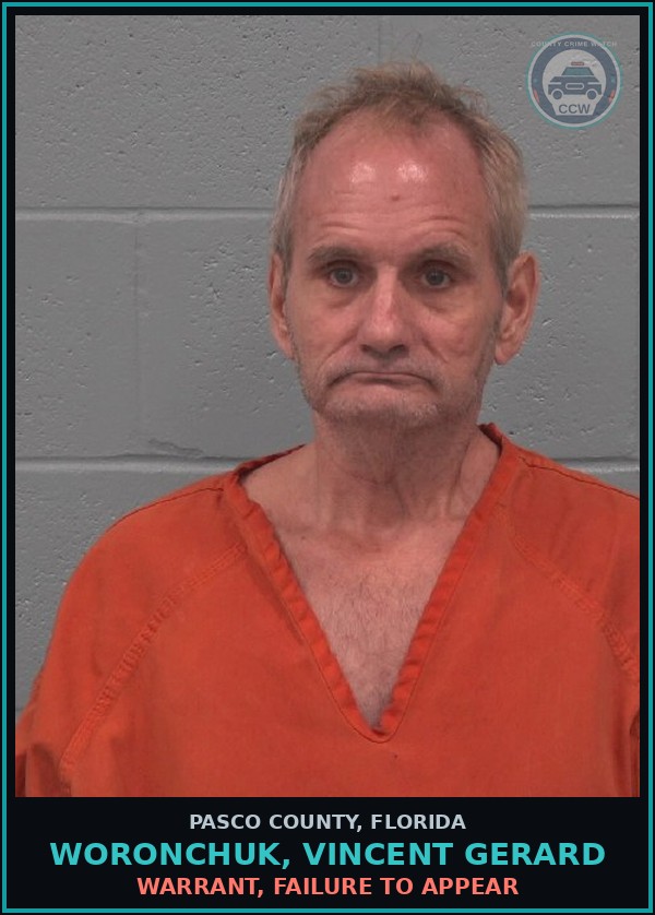 Booking mugshot of WORONCHUK, VINCENT GERARD in Pasco County