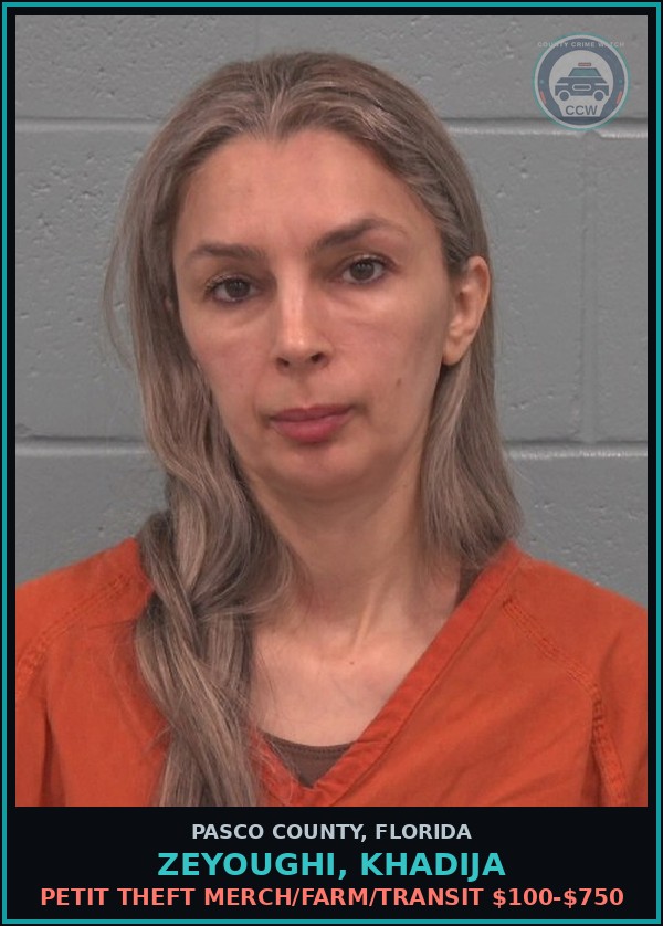 Booking mugshot of ZEYOUGHI, KHADIJA in Pasco County