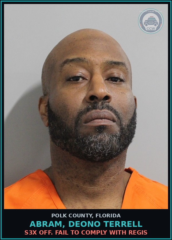 Booking mugshot of ABRAM, DEONO TERRELL in Polk County