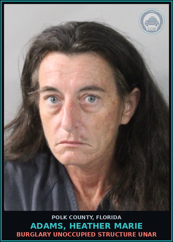 Booking mugshot of ADAMS, HEATHER MARIE in Polk County