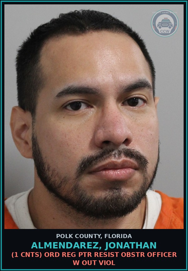 Booking mugshot of ALMENDAREZ, JONATHAN in Polk County