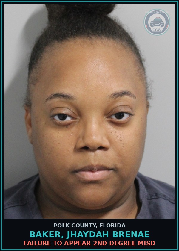 Booking mugshot of BAKER, JHAYDAH BRENAE in Polk County
