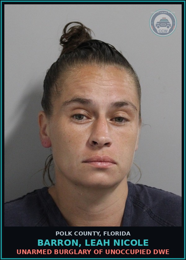 Booking mugshot of BARRON, LEAH NICOLE in Polk County