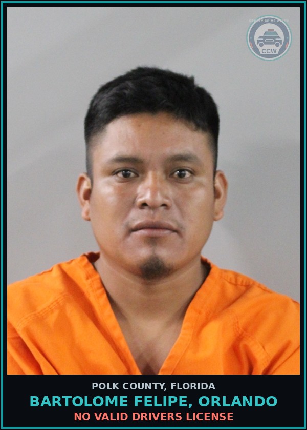 Booking mugshot of BARTOLOME FELIPE, ORLANDO in Polk County