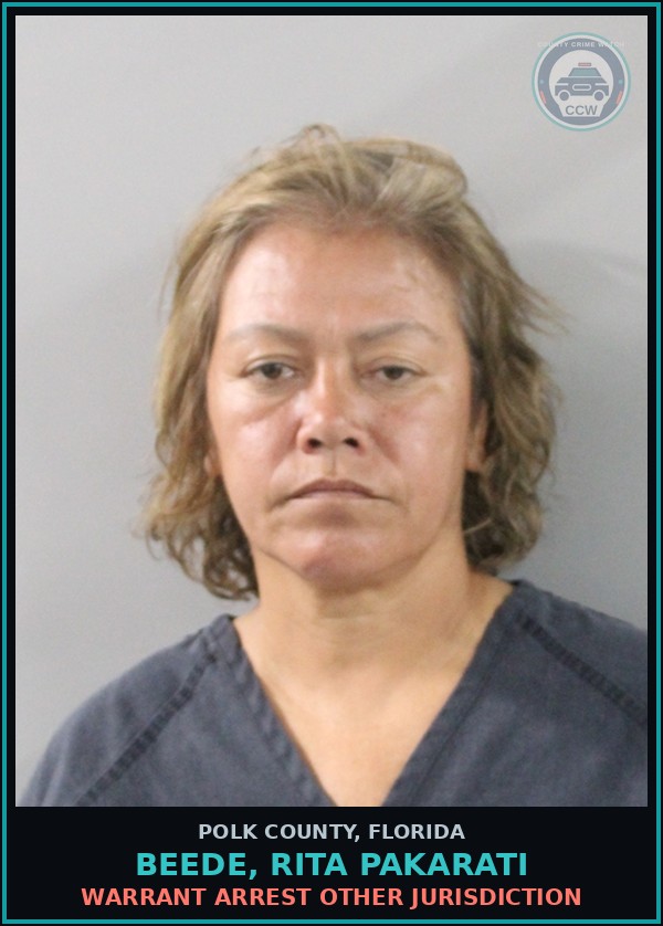 Booking mugshot of BEEDE, RITA PAKARATI in Polk County