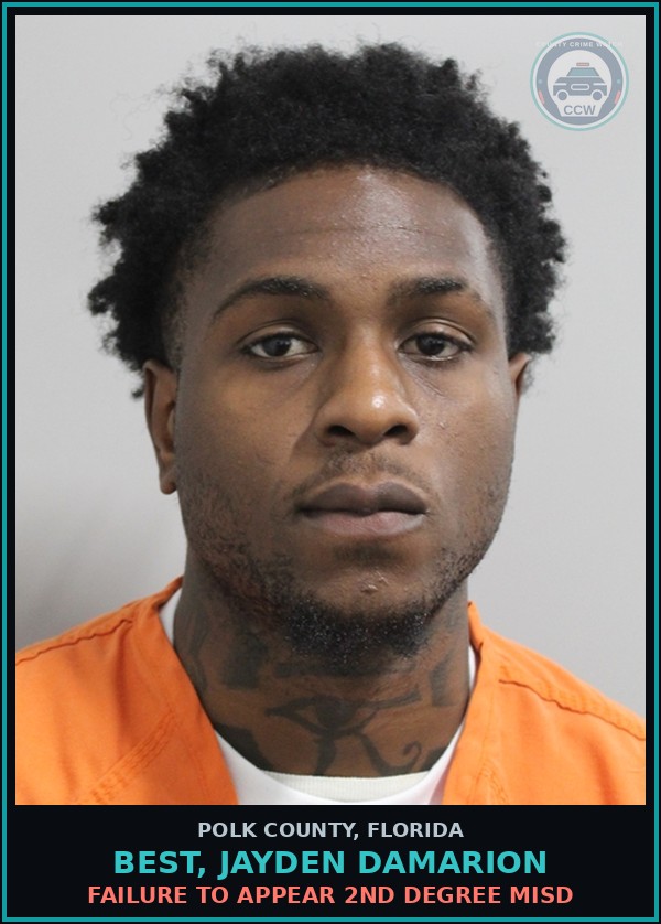 Booking mugshot of BEST, JAYDEN DAMARION in Polk County