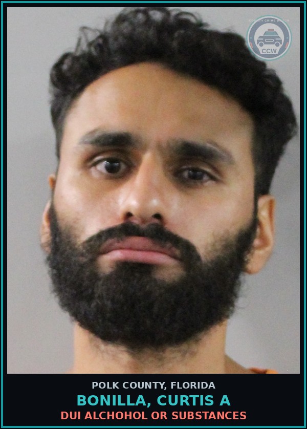 Booking mugshot of BONILLA, CURTIS A in Polk County