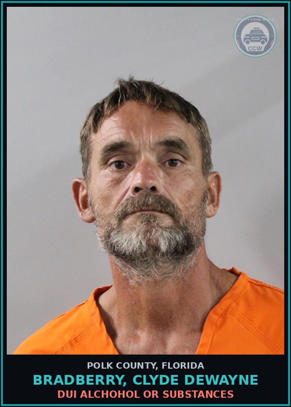 Booking mugshot of BRADBERRY, CLYDE DEWAYNE in Polk County