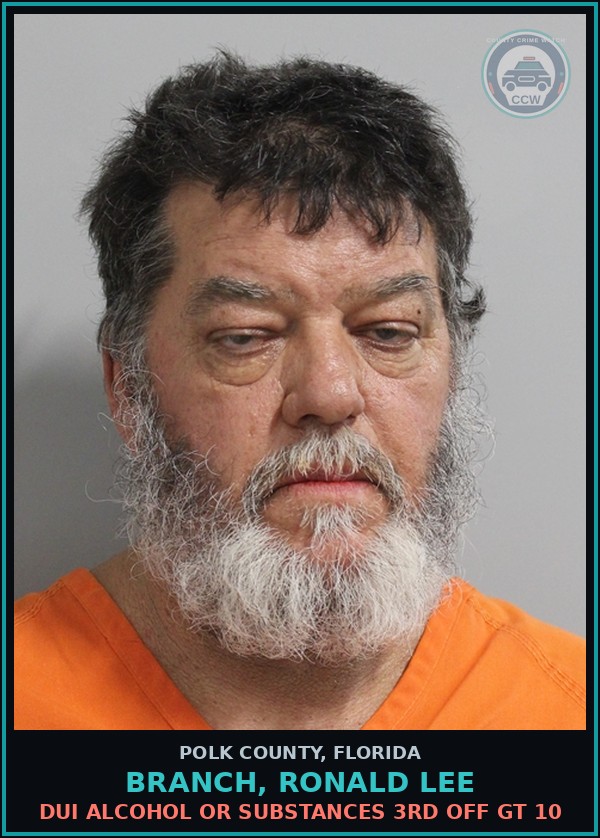 Booking mugshot of BRANCH, RONALD LEE in Polk County