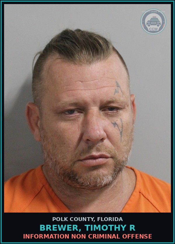 Booking mugshot of BREWER, TIMOTHY R in Polk County