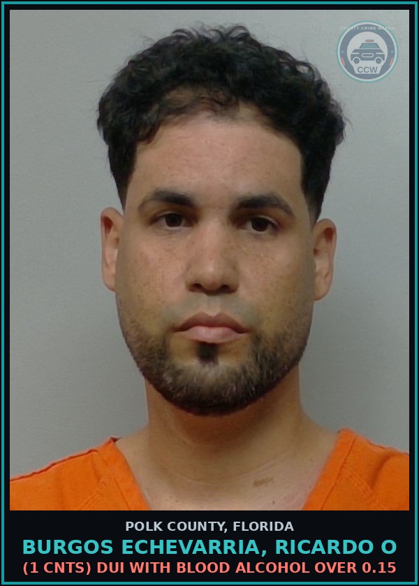 Booking mugshot of BURGOS ECHEVARRIA, RICARDO O in Polk County