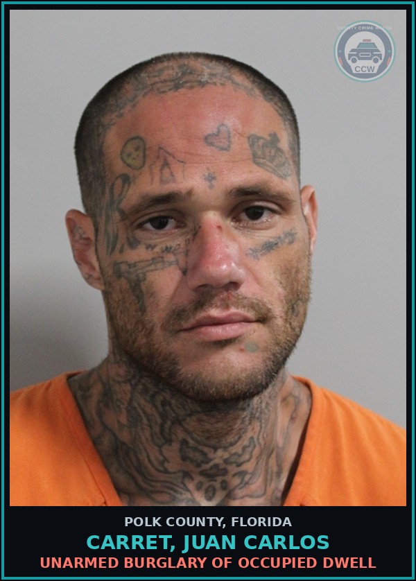 Booking mugshot of CARRET, JUAN CARLOS in Polk County